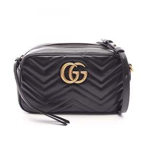 Gucci GG Marmont Shoulder Bag/Handbag, Leather, Women's, Black, 447632